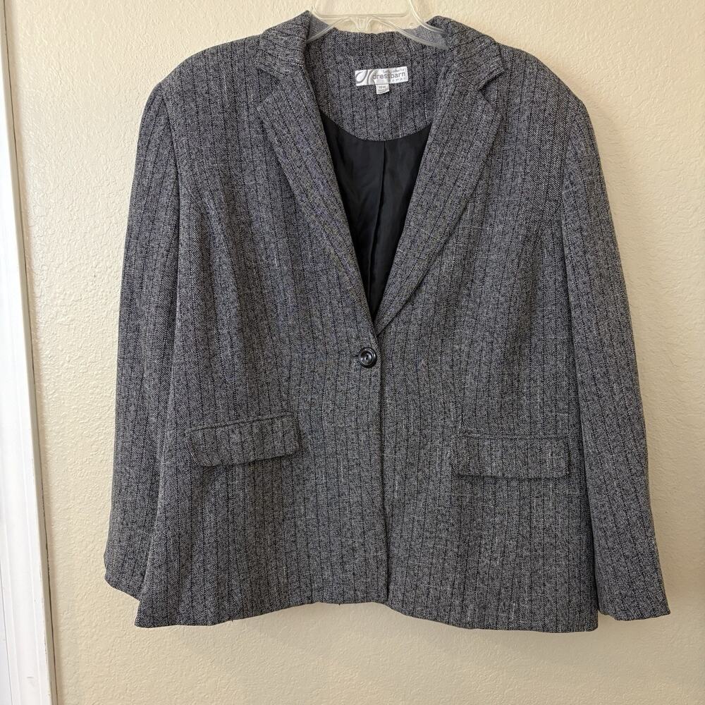 Larry Levine for Dressbarn Heather Grey Herringbone Blazer Womens Plus Size 18W